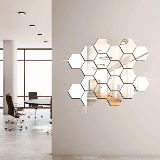 acrylic hexagon wall decor mirror (silver) wall decorations