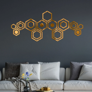 acrylic hexagon ring mirror wall decor